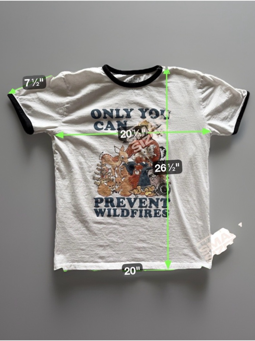 Tee Luv Men’s Smokey Bear Graphics T-Shirt. Size Large Ringer Shirt Short Sleeve - Picture 3 of 5